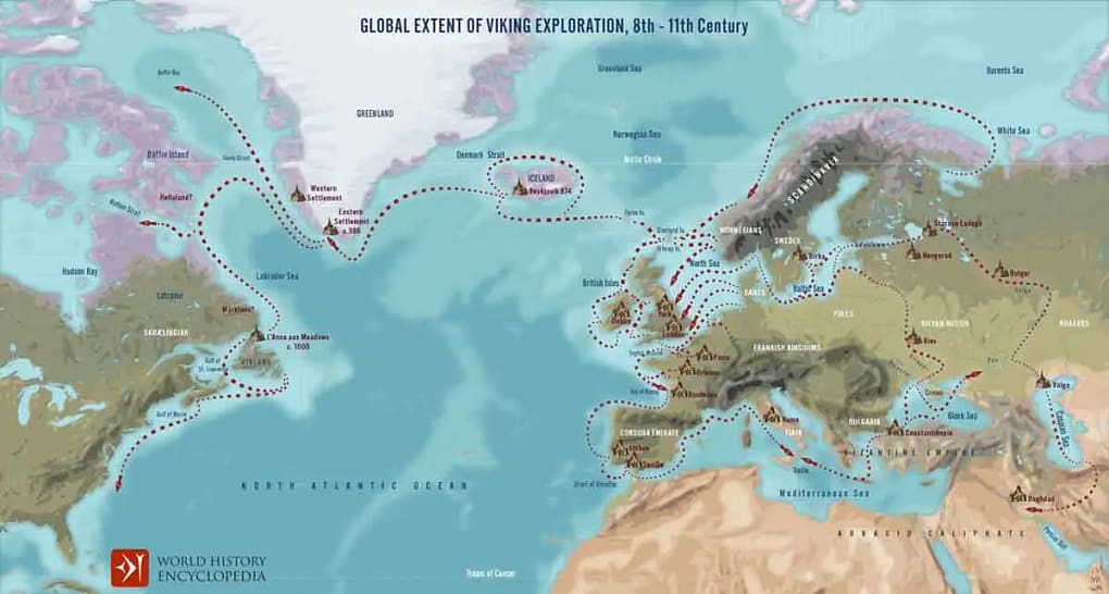 Global Extent of Viking Exploration by Simeon Netchev, 2021, via World History