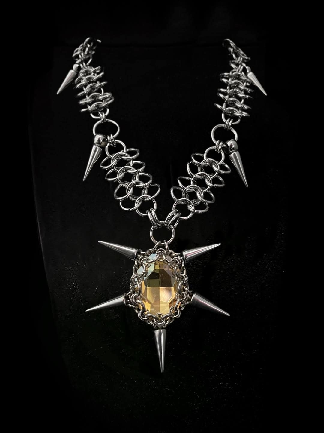 Gothic Solar Spike Chainmail Pendant