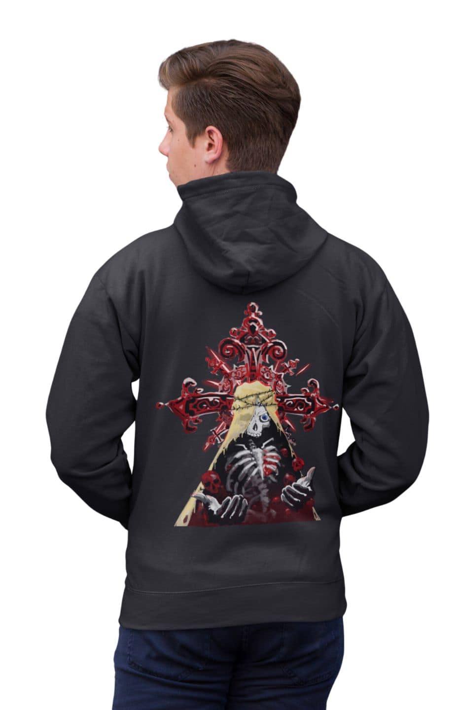 Embroidered Cross and Heart Zipped Hoodie Special Collection - Image 2